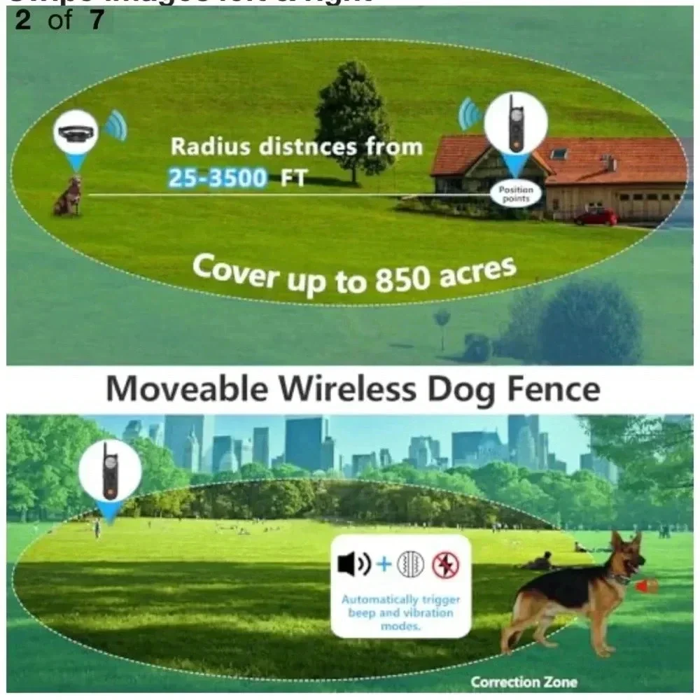 Htcuto Electronic Training Collar & Fence 2 in 1 3500FT Waterproof 6100ft Remote